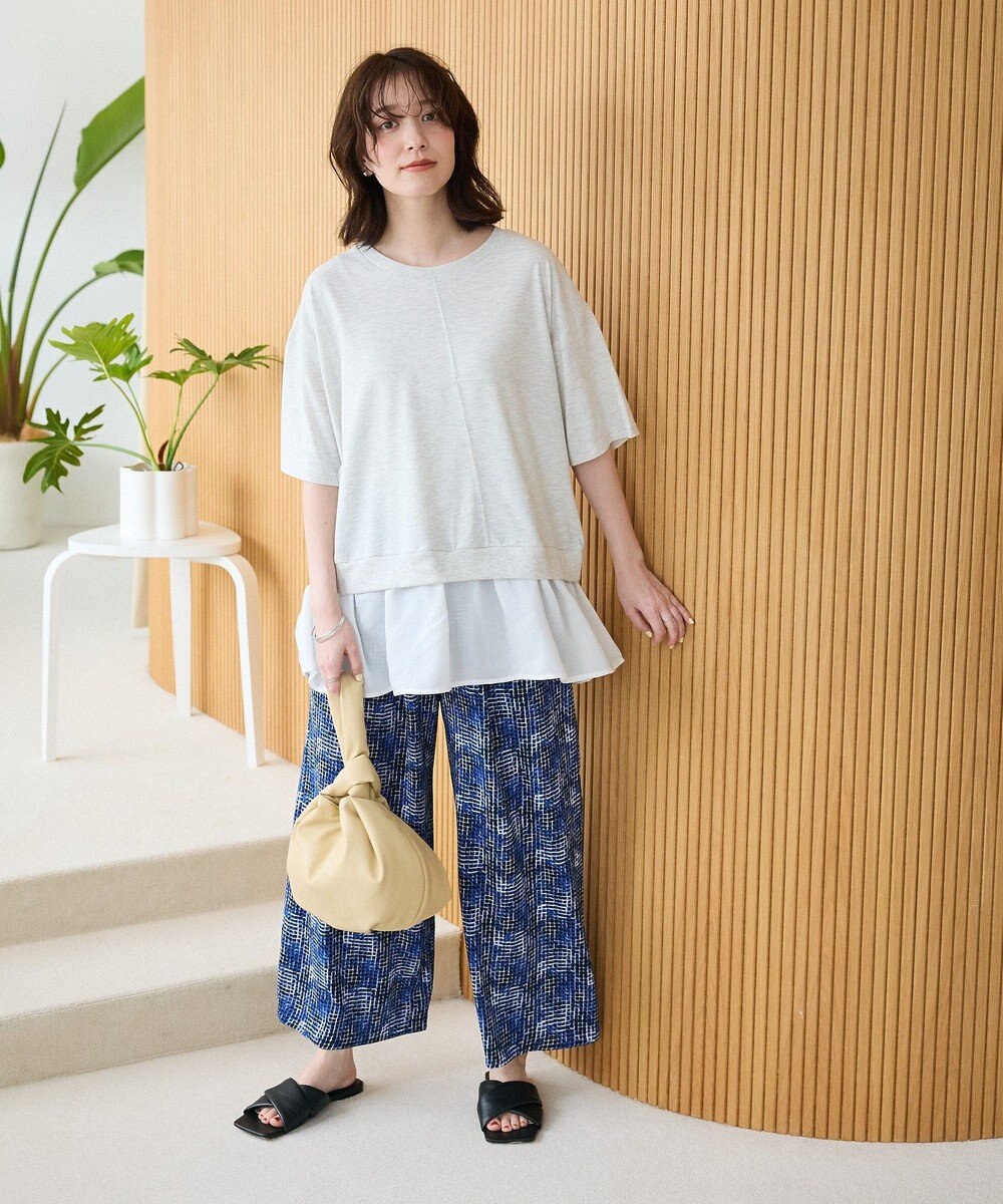 Green Parks 裾フリルドッキング５分袖プルオーバー 