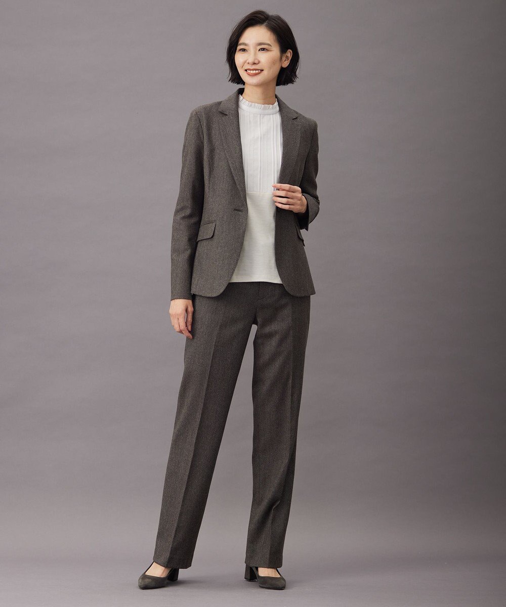 J.PRESS LADIES ウォッシャブルウール フリルネック カットソー 