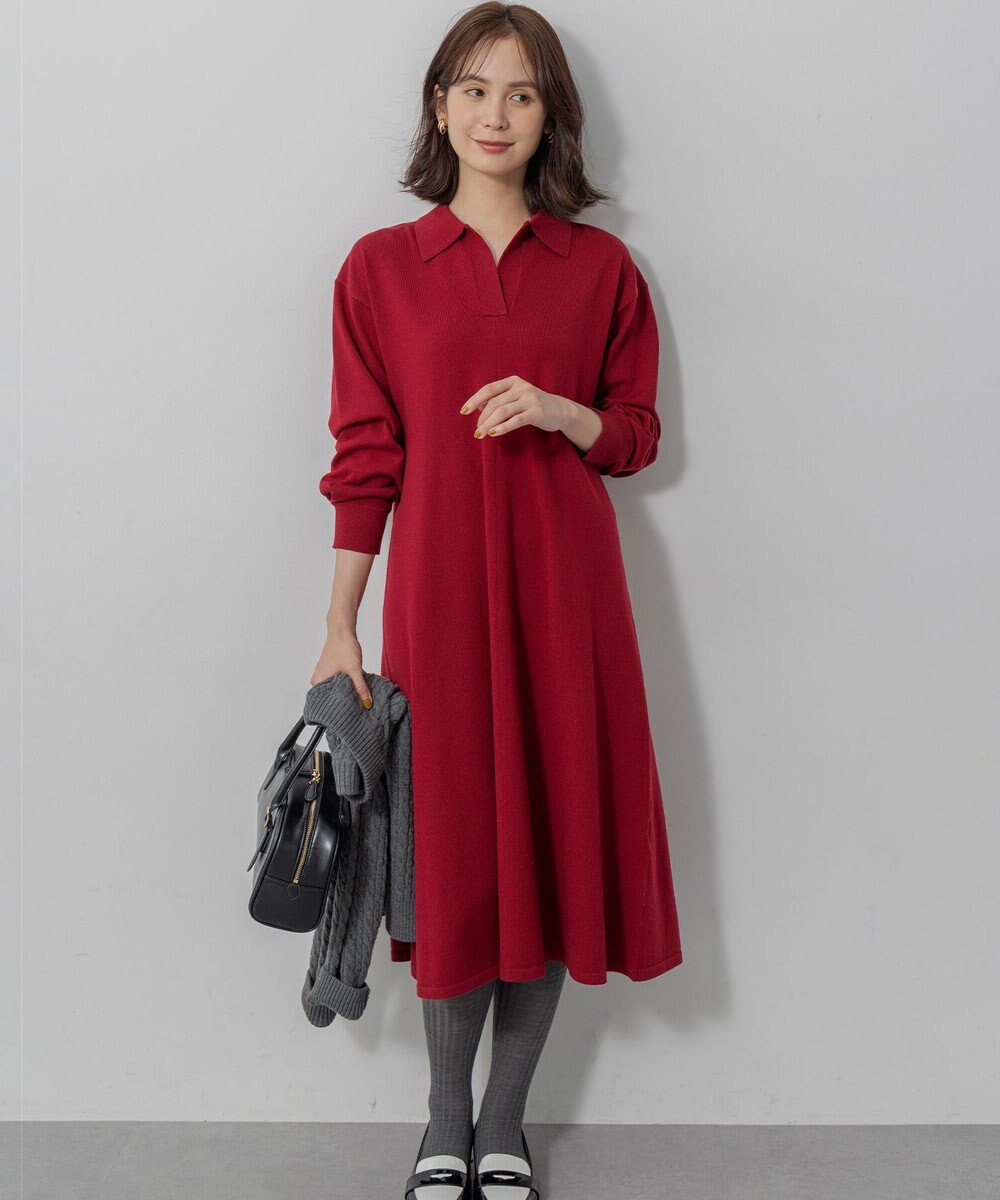 組曲 【加藤ローサさん着用】スキッパーニット ワンピース 