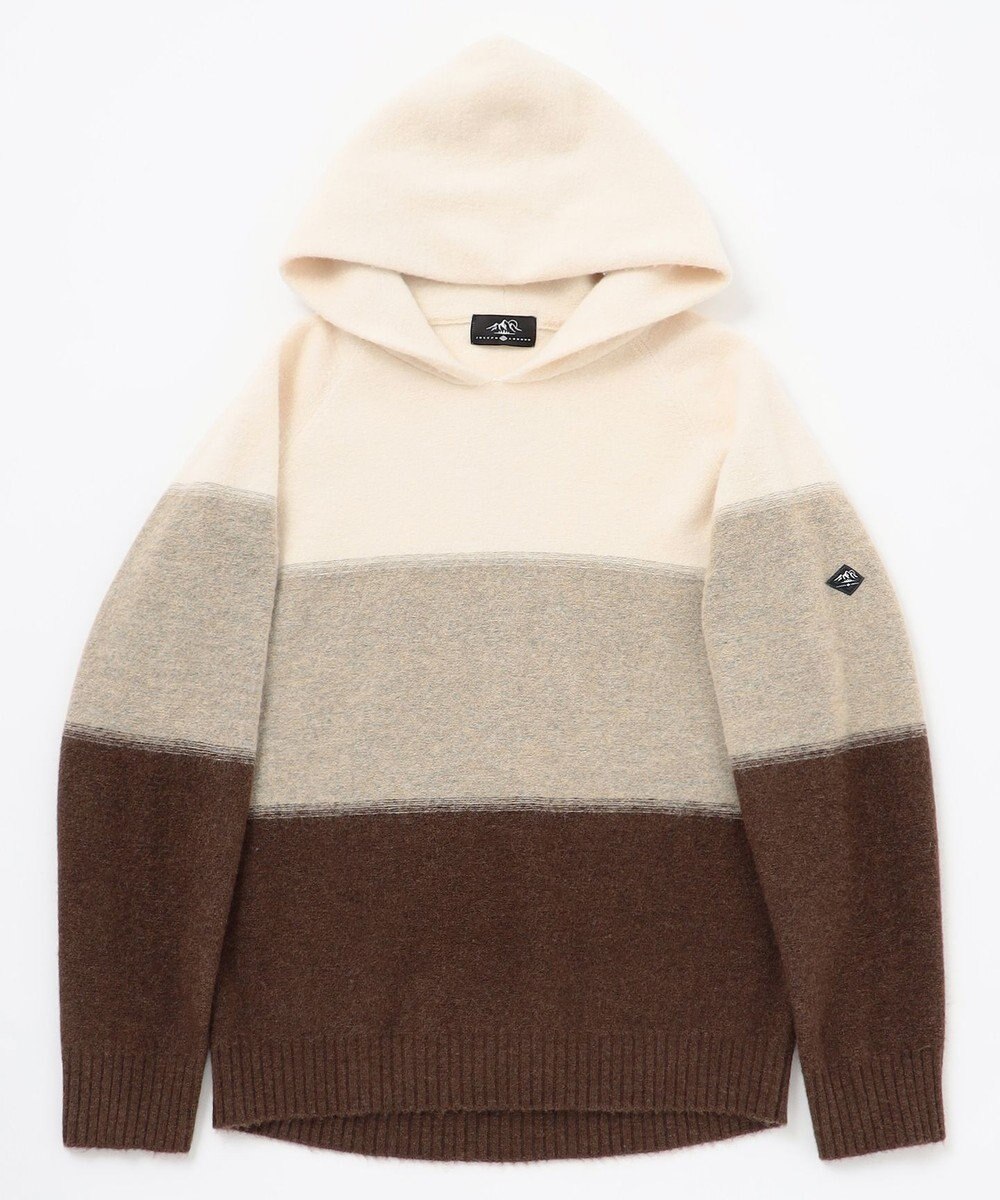 JOSEPH ABBOUD MOUNTAIN 【イタリア糸使用/軽量】パネルボーダー ニットパーカー 