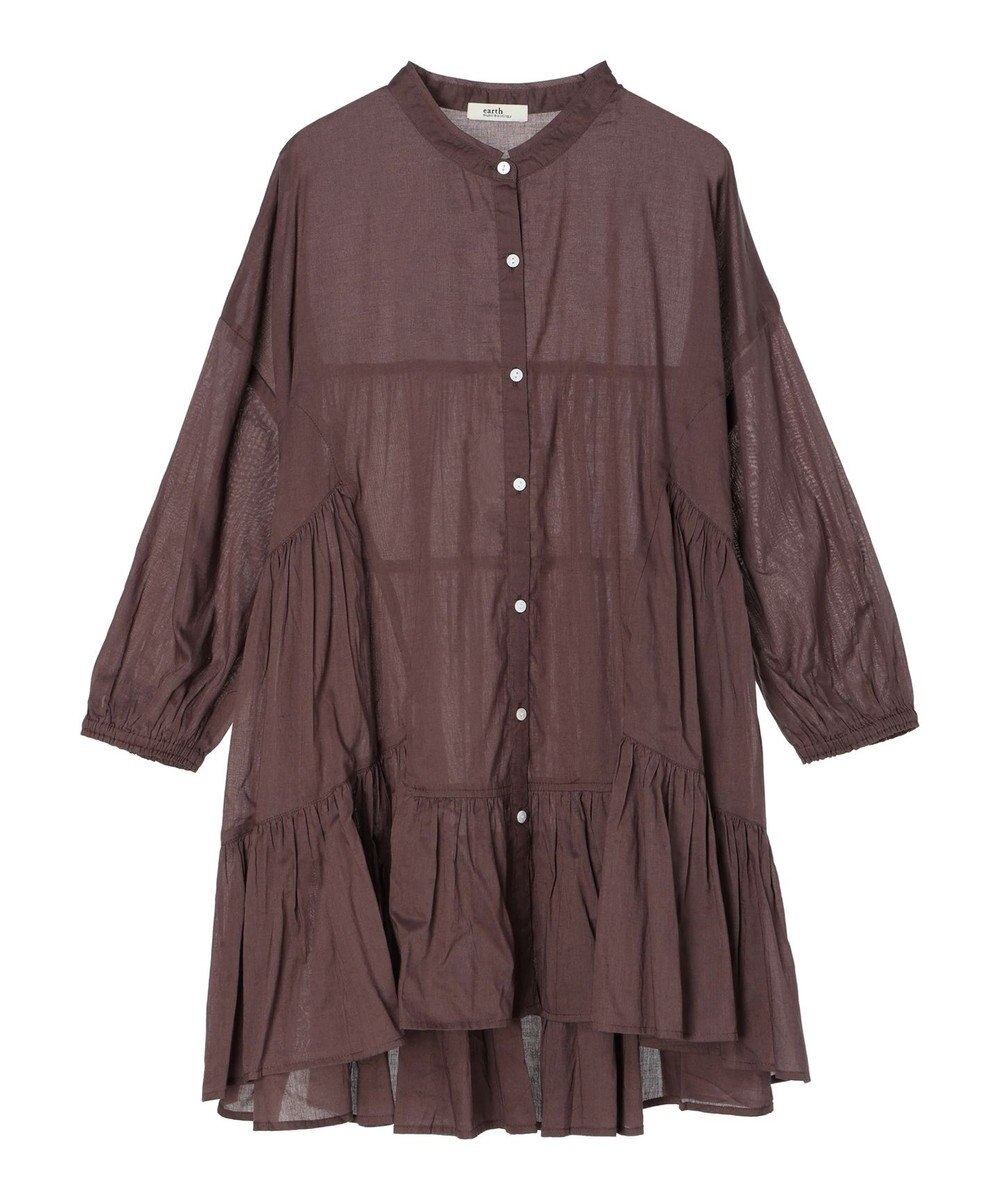 earth music&ecology コットンボイル切替ティアードチュニック 