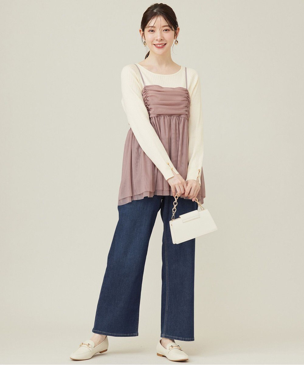 ANY SIS 【ウールブレンドシリーズ】ベースネックリブコンビ ニット 