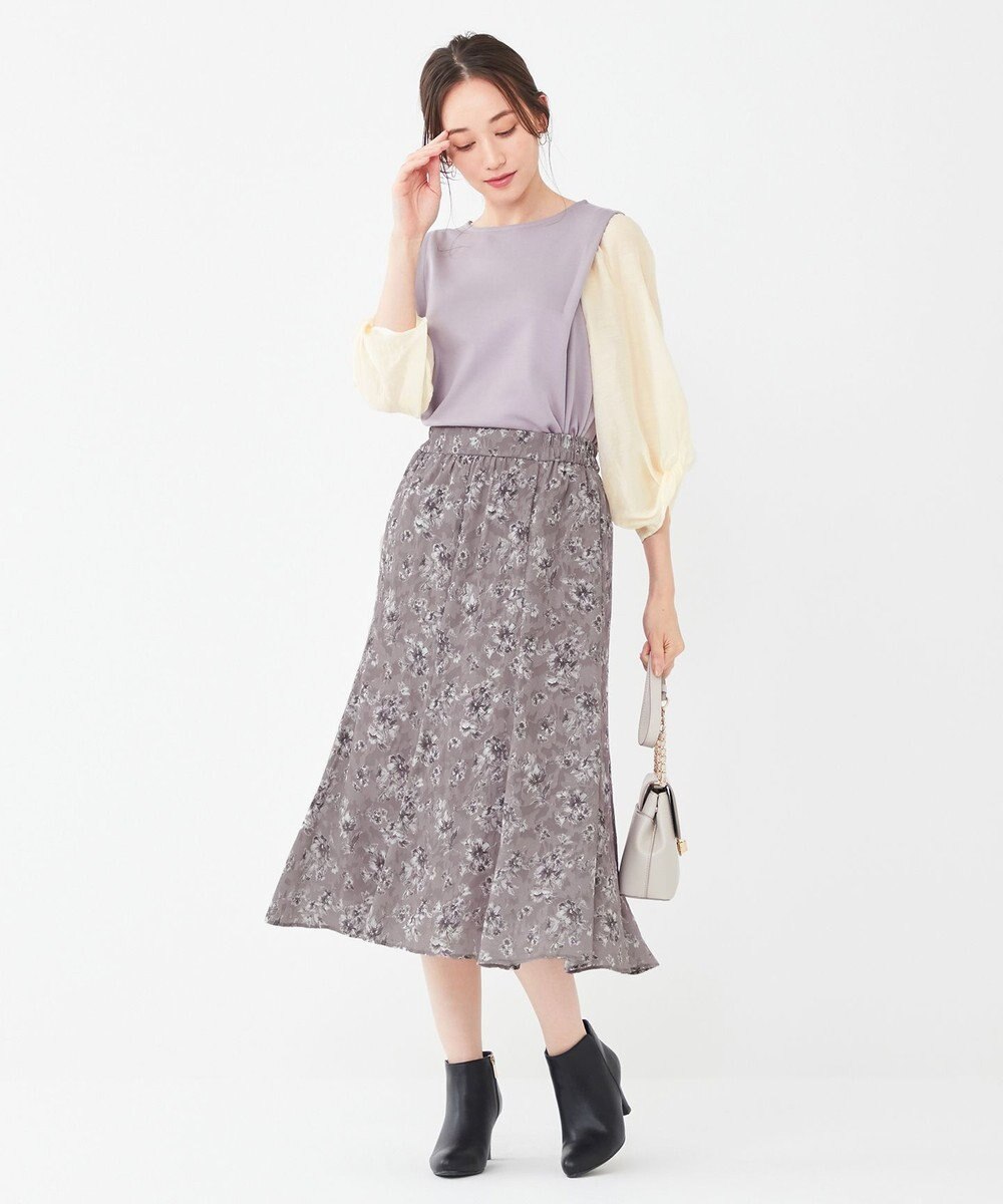 ANY SIS 【洗える】異素材コンビネジリパフ袖 プルオーバー 