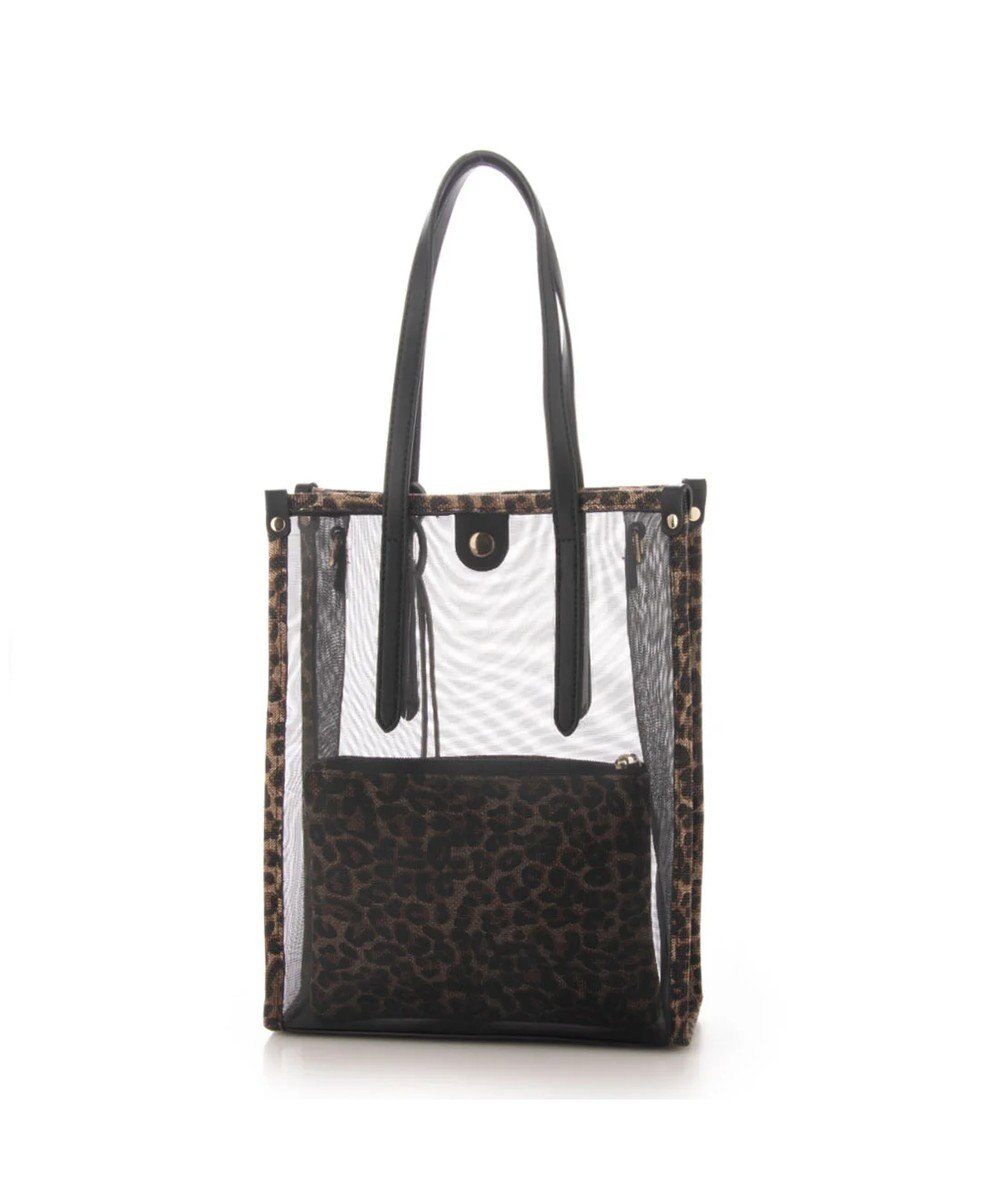 UNBILLION cachecache ポーチ付き柄パイピングメッシュトートバッグ 