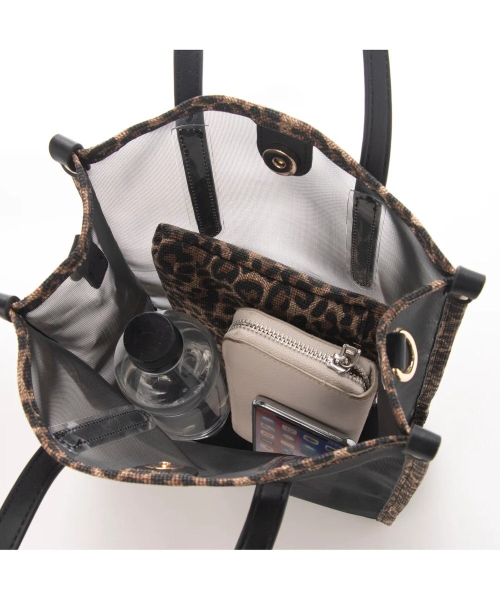 UNBILLION cachecache ポーチ付き柄パイピングメッシュトートバッグ 