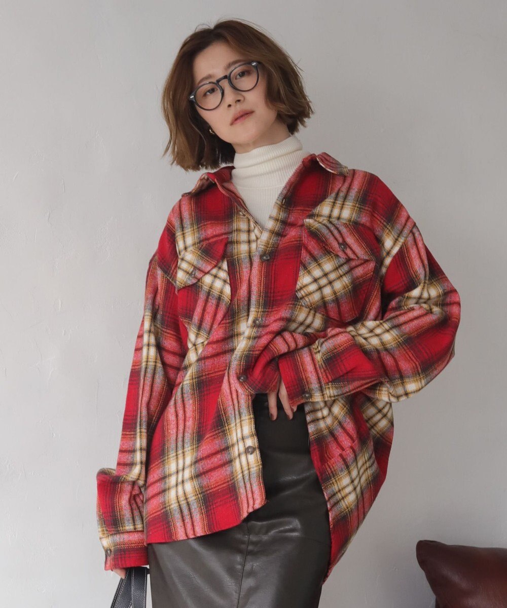 WEGO 【2025年秋冬新作/ユニセックス着用ITEM/SMLサイズ展開】ヘビーネルチェックシャツ（LS） 