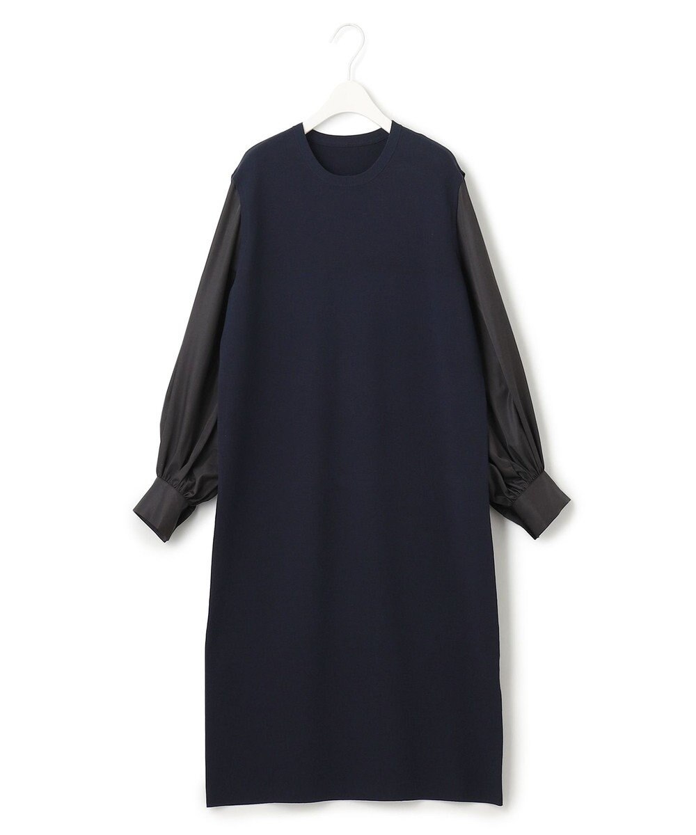 ICB 【洗える】クロスコンビ シャツドッキング ニットワンピース 