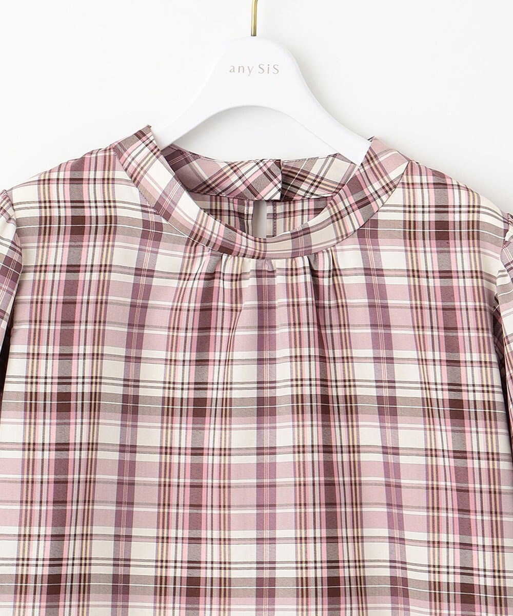 ANY SIS S 【洗える】ソフトチェック ブラウス 
