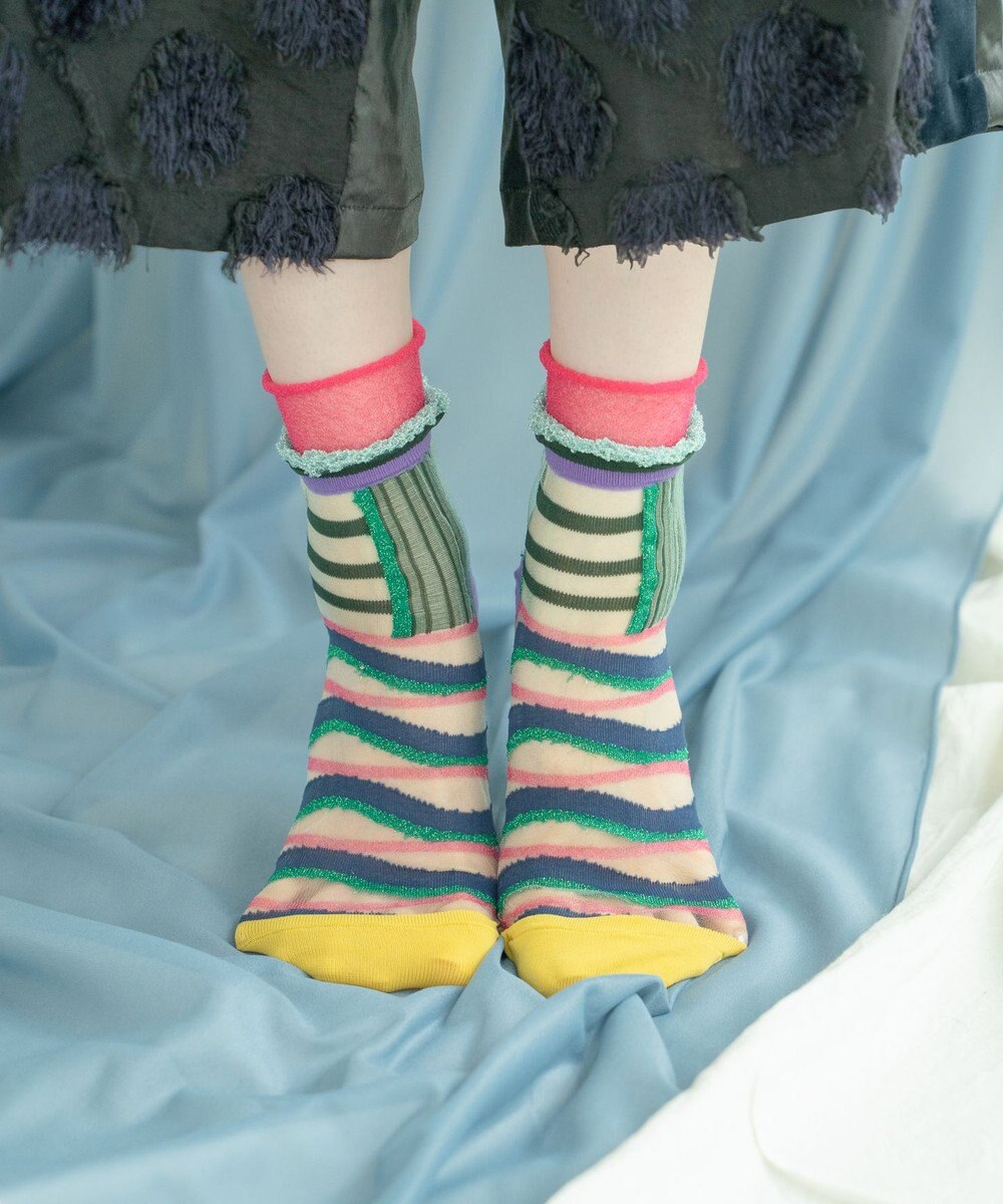 COQ WAVE ECHO シアーボーダーソックス 