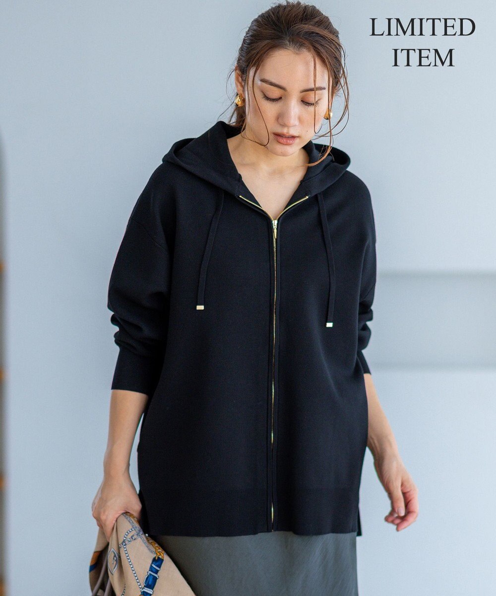 23区 L 【Lサイズ限定/洗える】ヴィスコースストレッチ ニット パーカー 