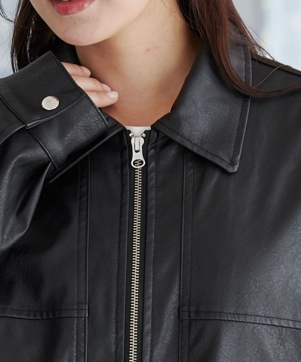 WEGO ヴィンテージライクFレザーブルゾン 