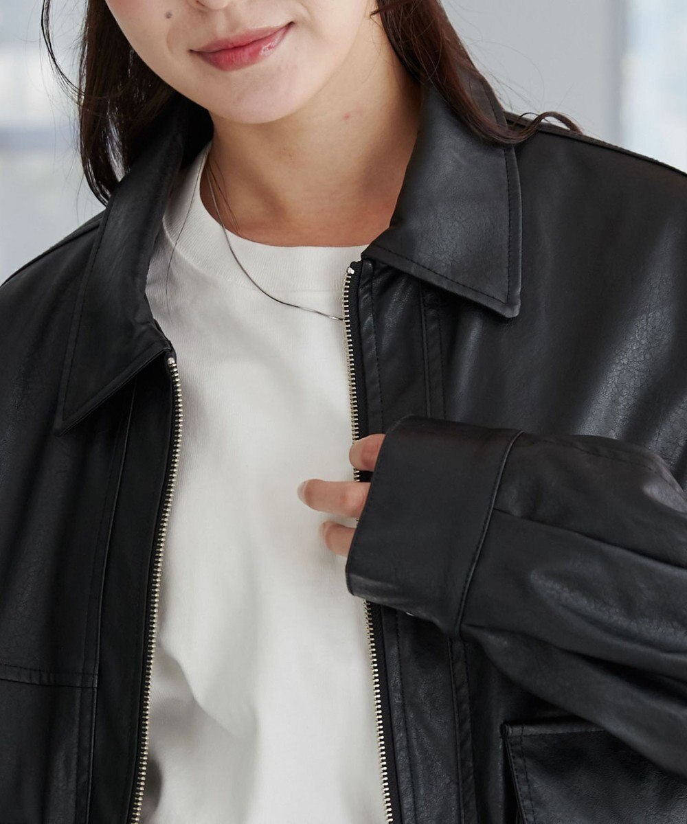 WEGO ヴィンテージライクFレザーブルゾン 