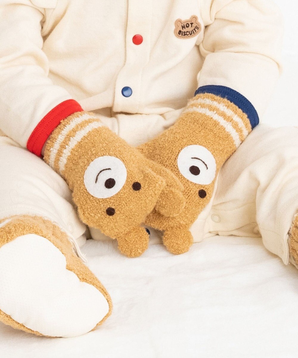 MIKI HOUSE HOT BISCUITS 【1-5歳】 くまのお顔 マシュマロニット ミトン 