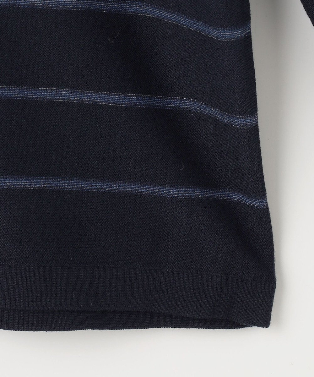 JOSEPH ABBOUD 【洗える】コットンカスリボーダー クルーネック ニット 