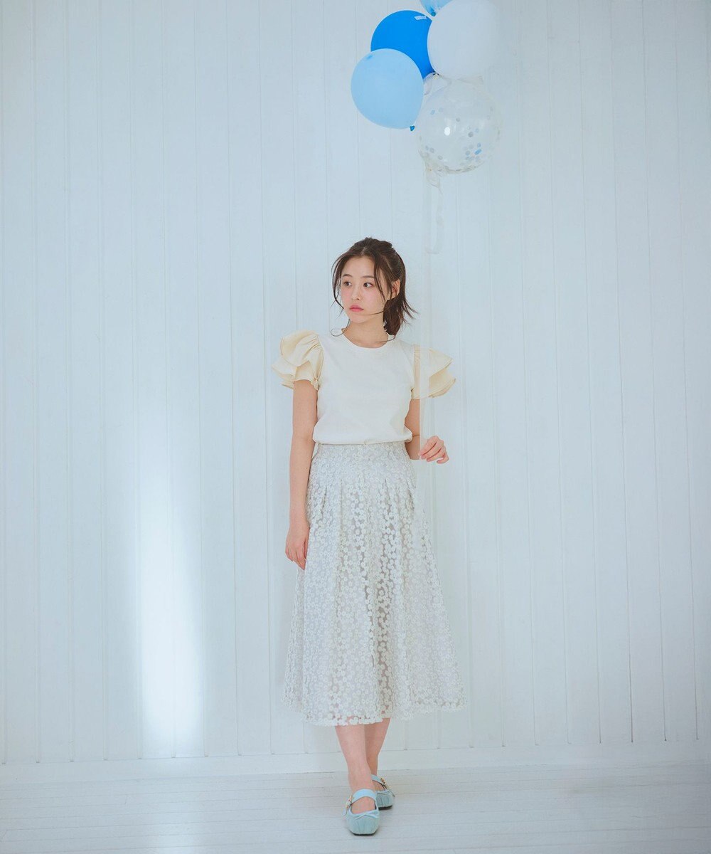 Feroux フラワー刺繍 フレアスカート 