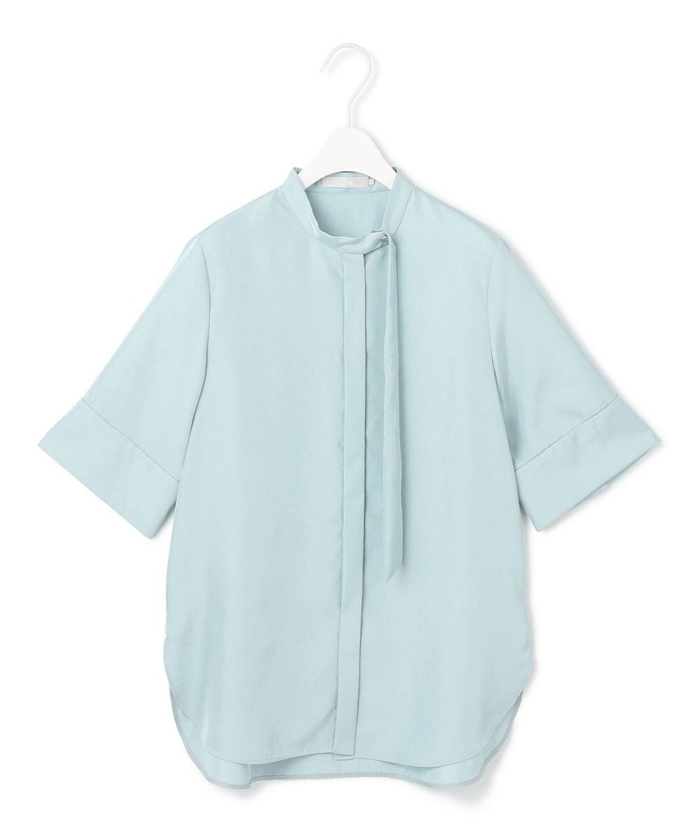 ICB 【接触冷感・速乾・洗える】シルキーツイル デザインブラウス 