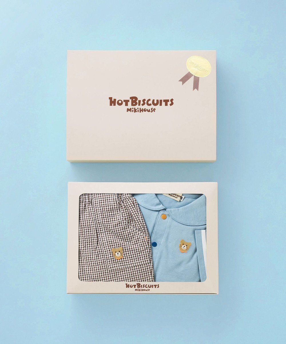 MIKI HOUSE HOT BISCUITS セーラーカラー半袖Tシャツ＆ハーフパンツギフトセット【BOX付き】 