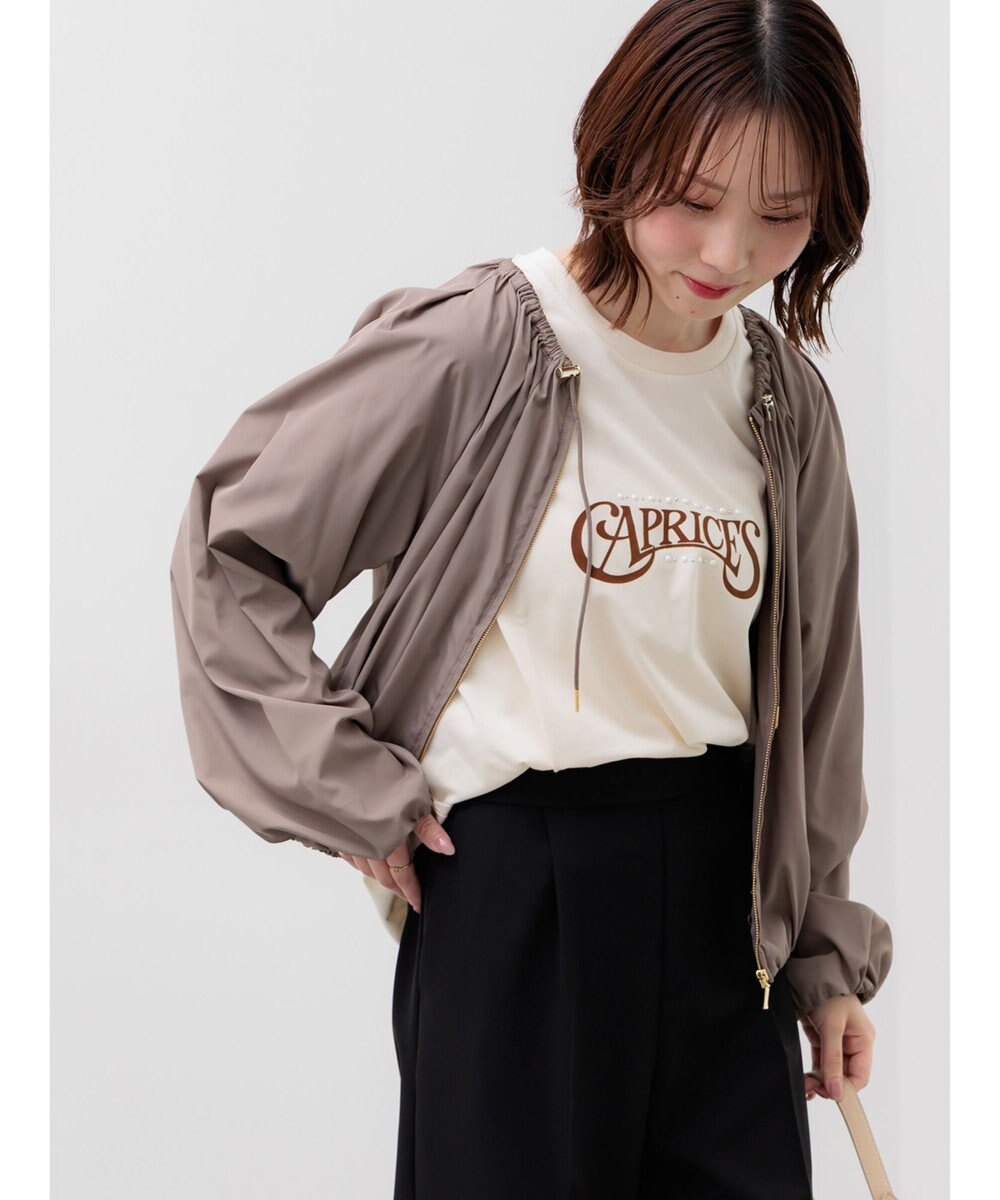 Te chichi ノーカラーギャザージップブルゾン 