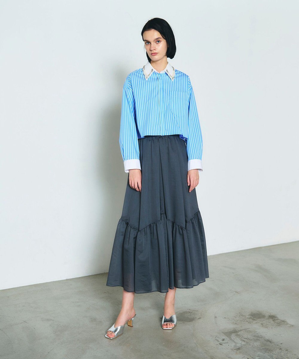 GRACE CONTINENTAL ビジューカラーシャツ 