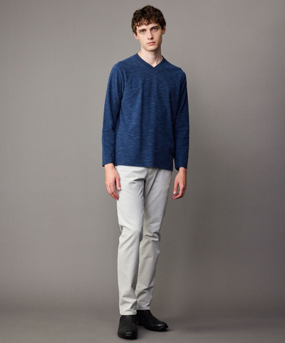 JOSEPH ABBOUD 【オーガニックコットン/JAPANファブリック】スラブインレイ Vネック 長袖 Ｔシャツ 