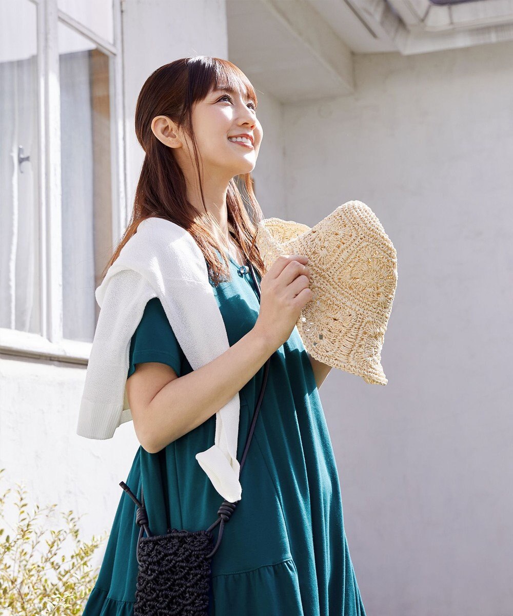 Tiaclasse 【小倉優子さん着用・洗える・接触冷感・汗ジミ防止】“サマさまカットソー”サイドティアードワンピース 