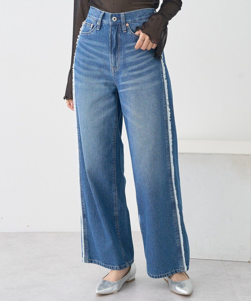 earth music&ecology ワイドフリンジデニムパンツ 