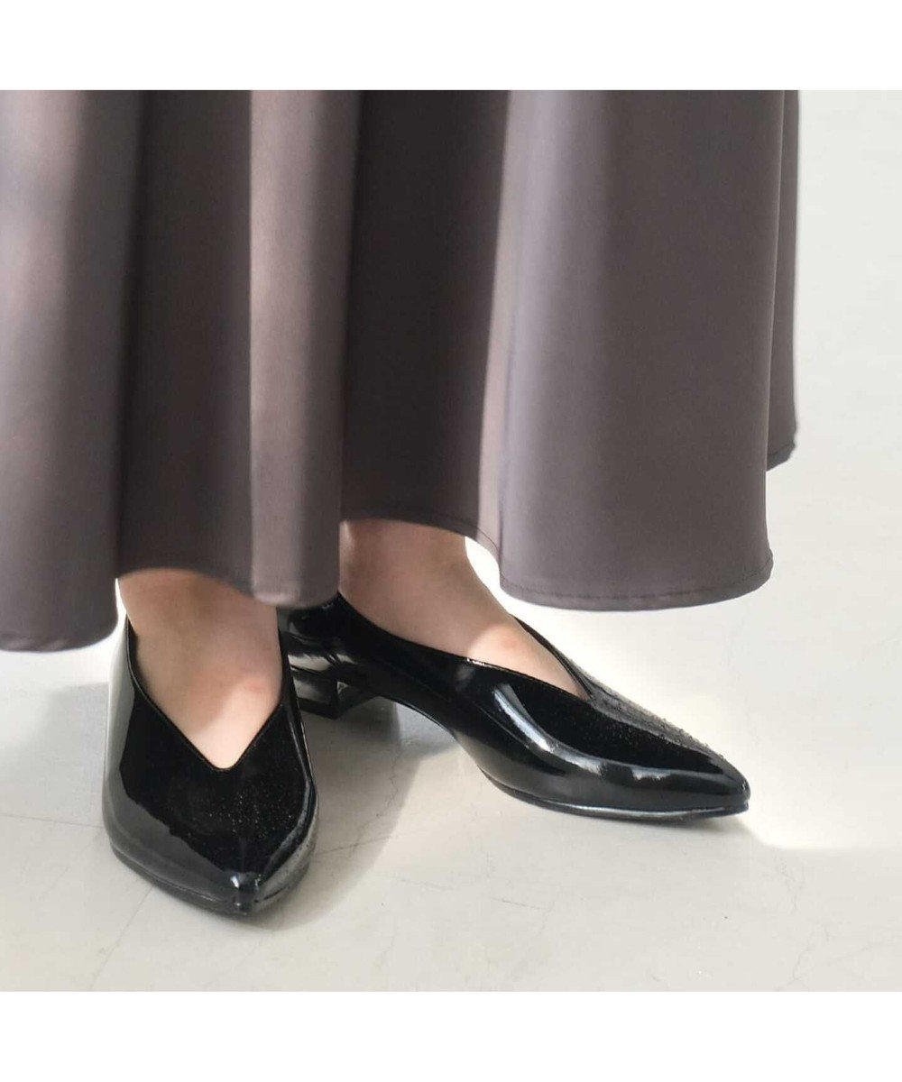 Pointer 日本製 本革 生活防水機能付きVカットパンプス 