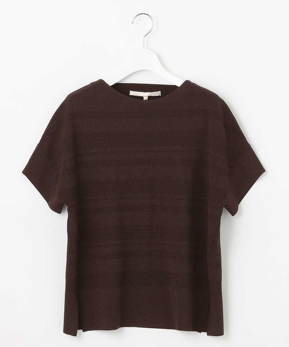 自由区 L 【洗える】クレープストレッチボーダー ニット 