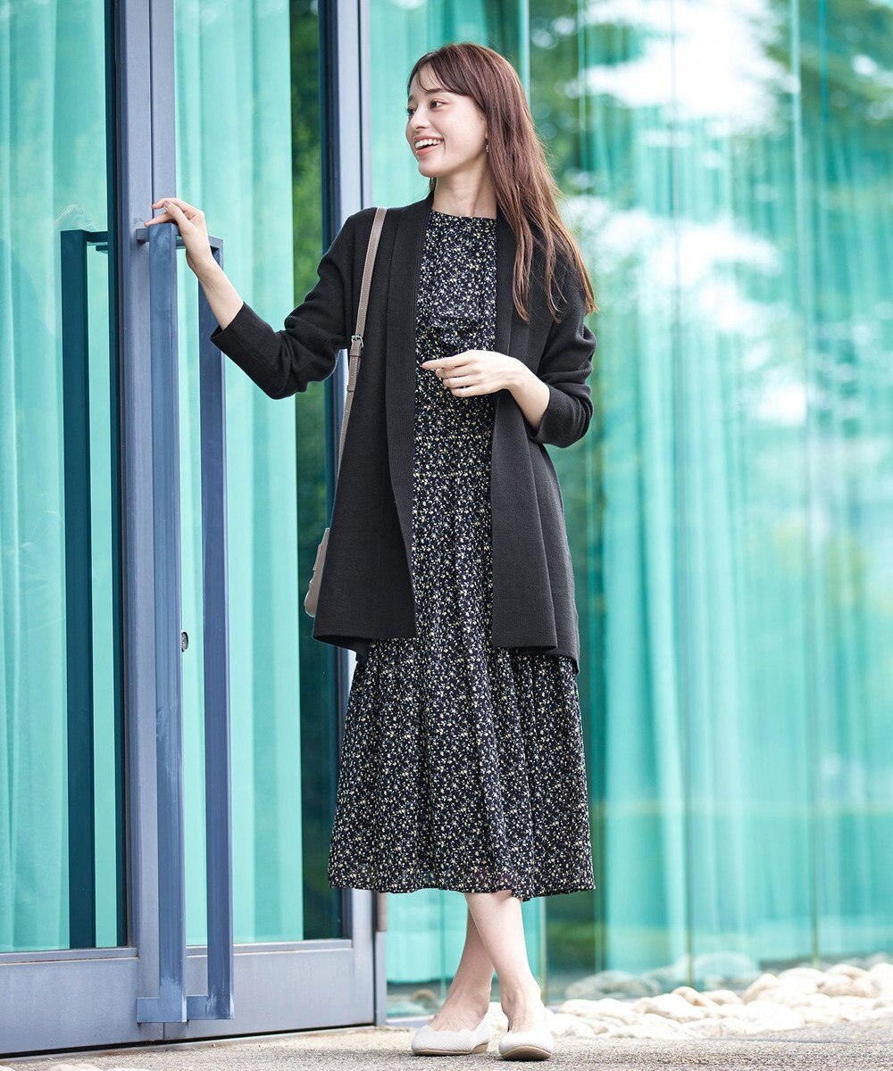 Tiaclasse L 【新色追加・洗える】花柄フリルドレープワンピース 