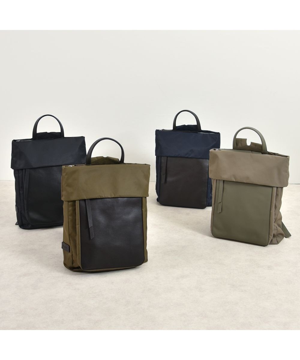 Y'SACCS リサイクルナイロン×カウレザー ラップリュック　Sサイズ 