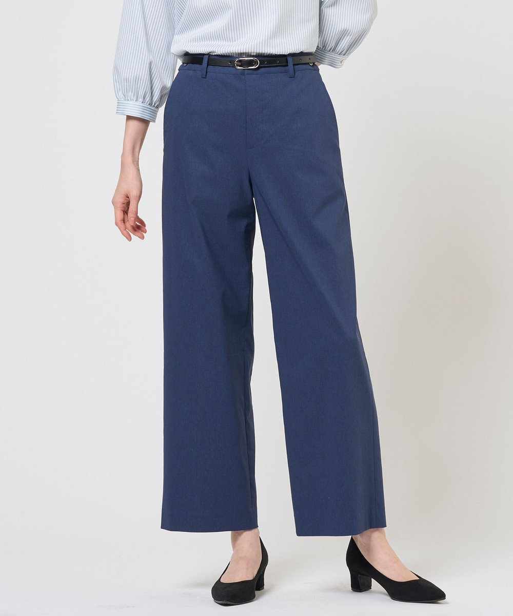 J.PRESS LADIES セルロースリネンストレッチ セミワイド パンツ 