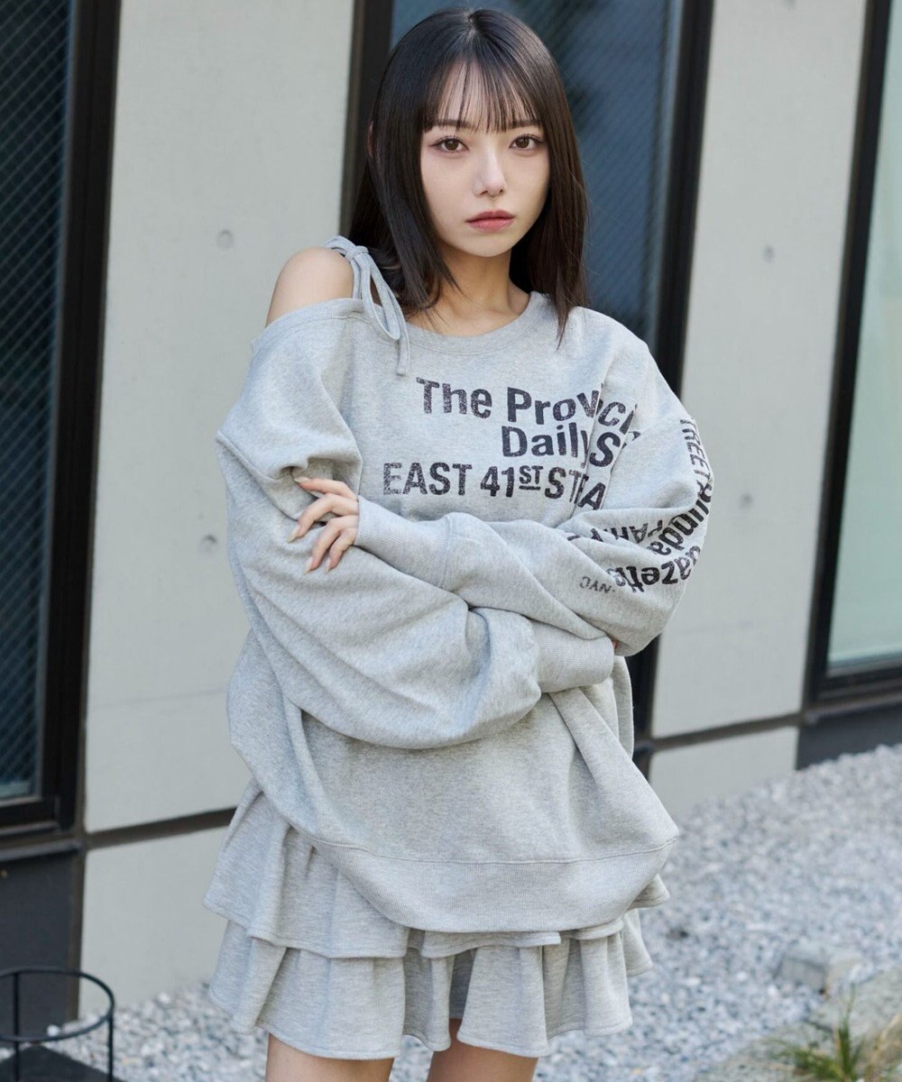 WEGO 裏起毛2WAYグラフィックワンショルBIGスウェット 