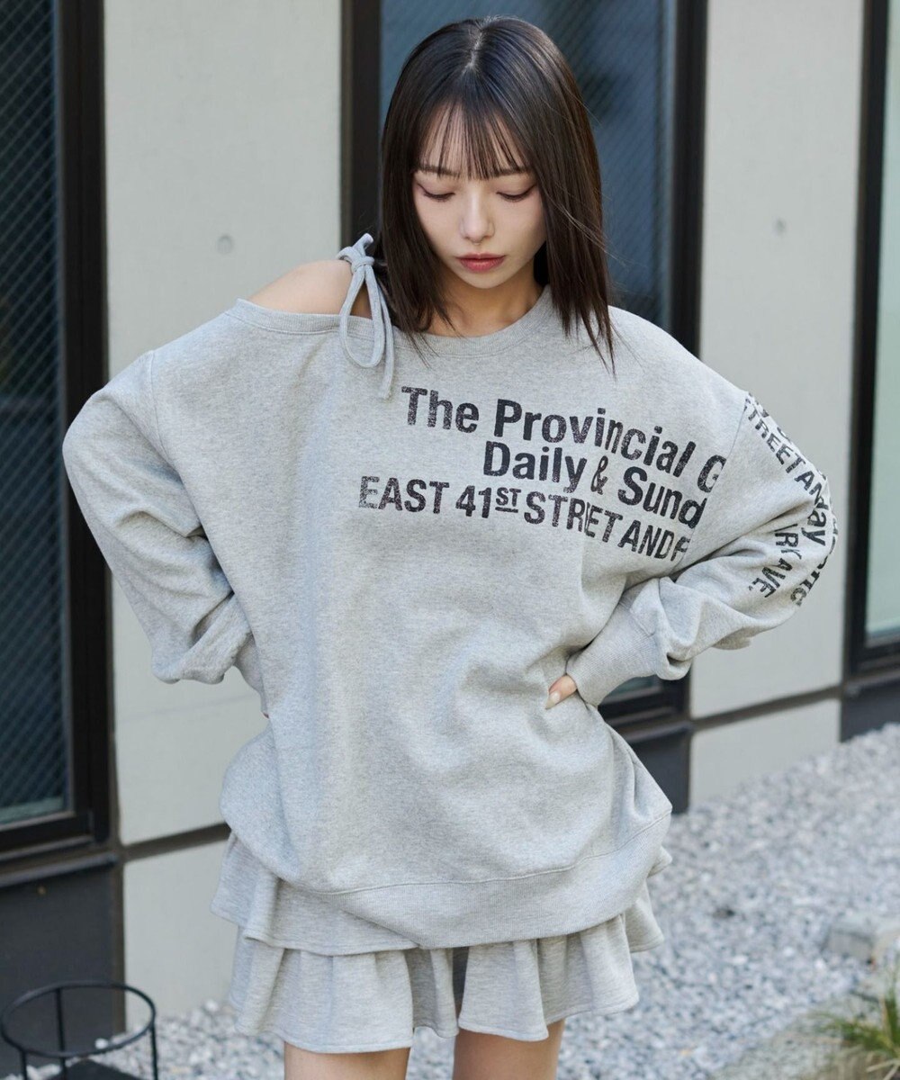 WEGO 裏起毛2WAYグラフィックワンショルBIGスウェット 