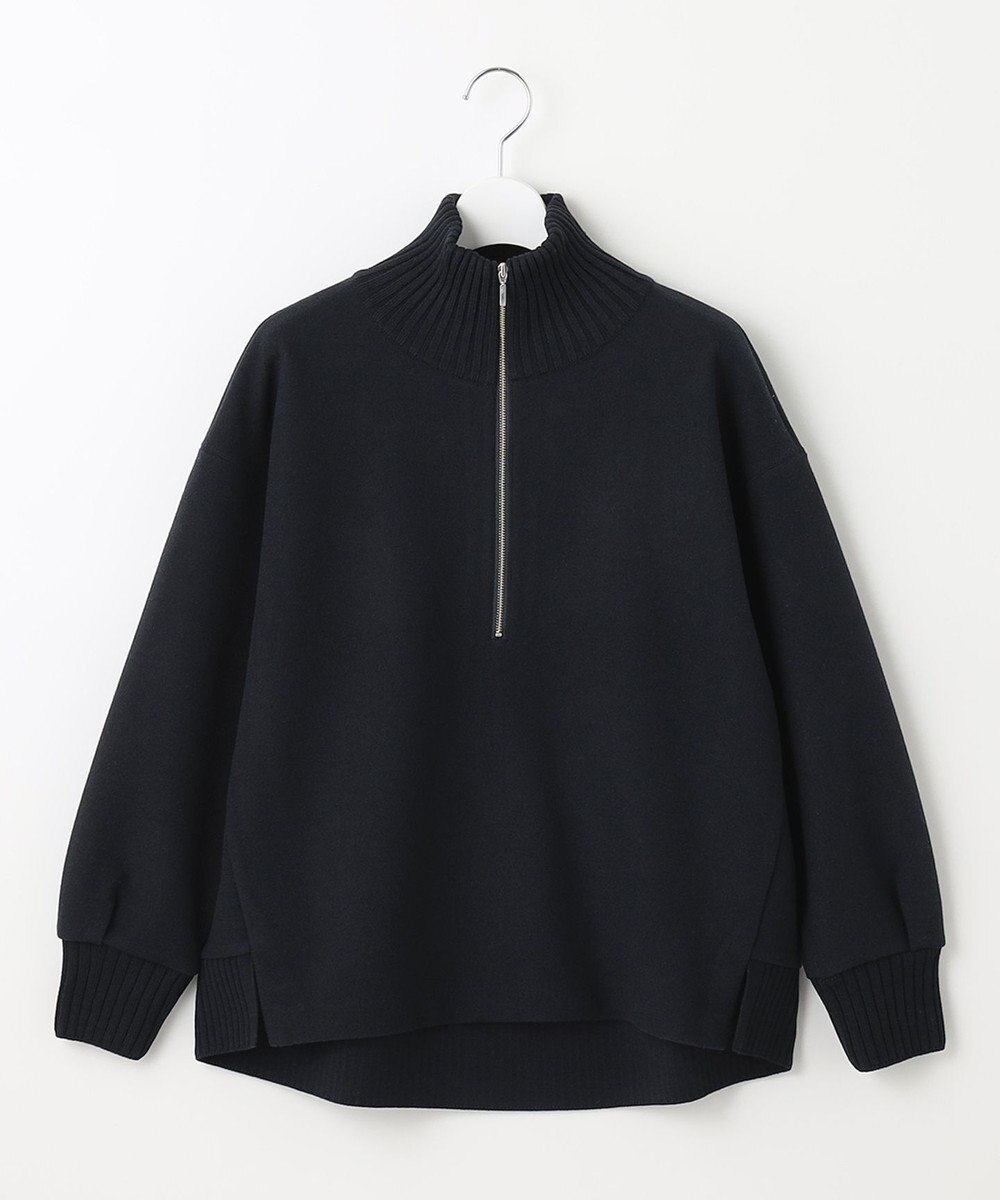 J.PRESS LADIES L ニードルパンチ ハーフジップ カットソー 