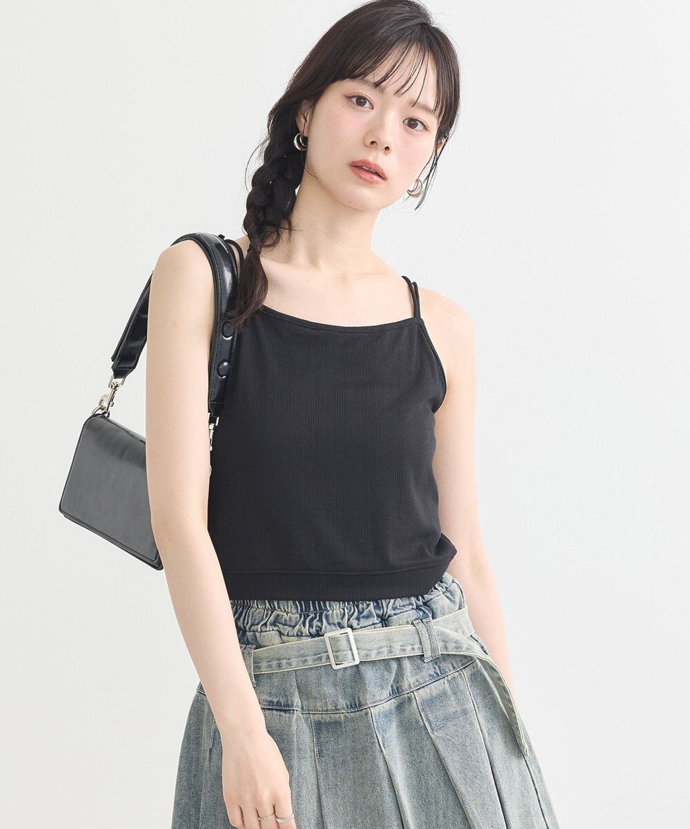 earth music&ecology ダブルストラップパターンメッシュキャミソール 