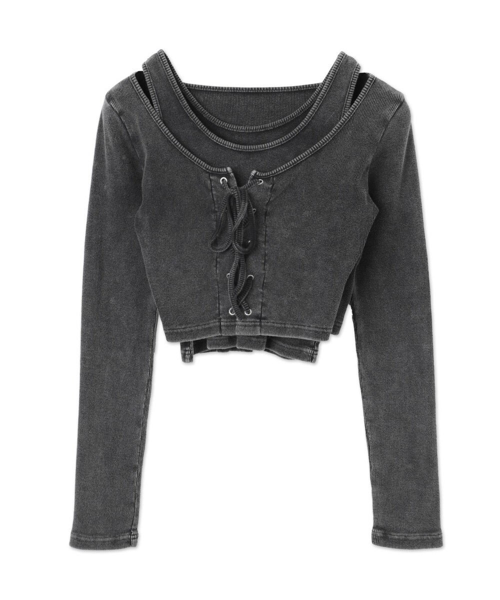 WEGO ヴィンテージライクレースアップトップス 