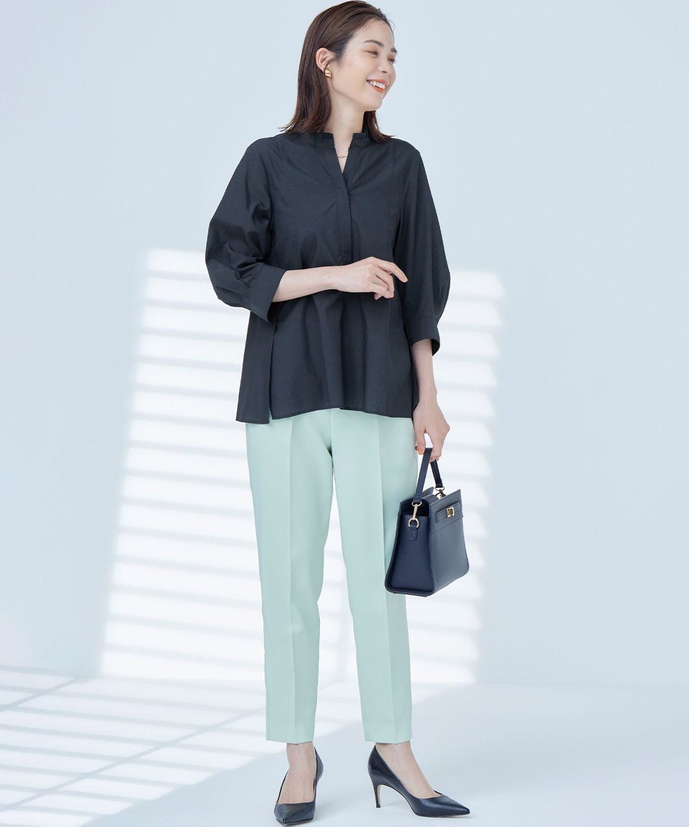 組曲 【WEB限定】ナイロンレーヨン スキッパーブラウス 