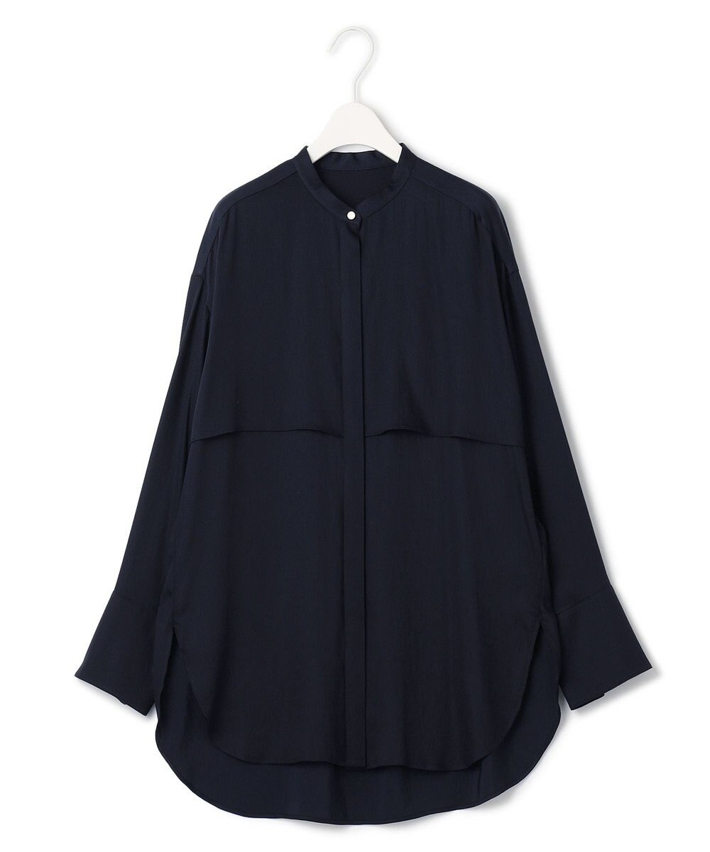 ICB 【WEB限定カラーあり・洗える】 シルキーサテン シャツブラウス 