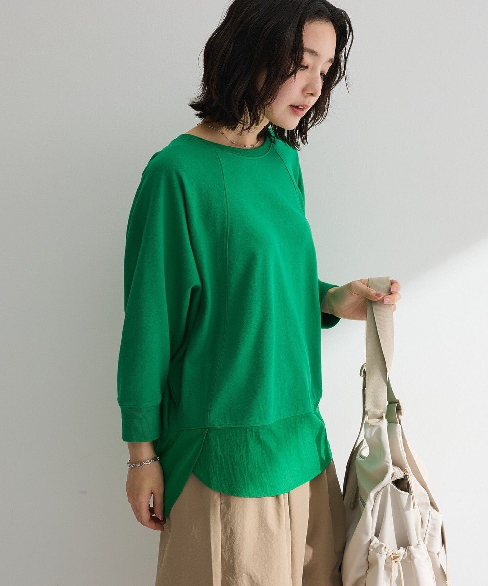 Green Parks 七分袖ドルマン裏毛シアードッキングプルオー 