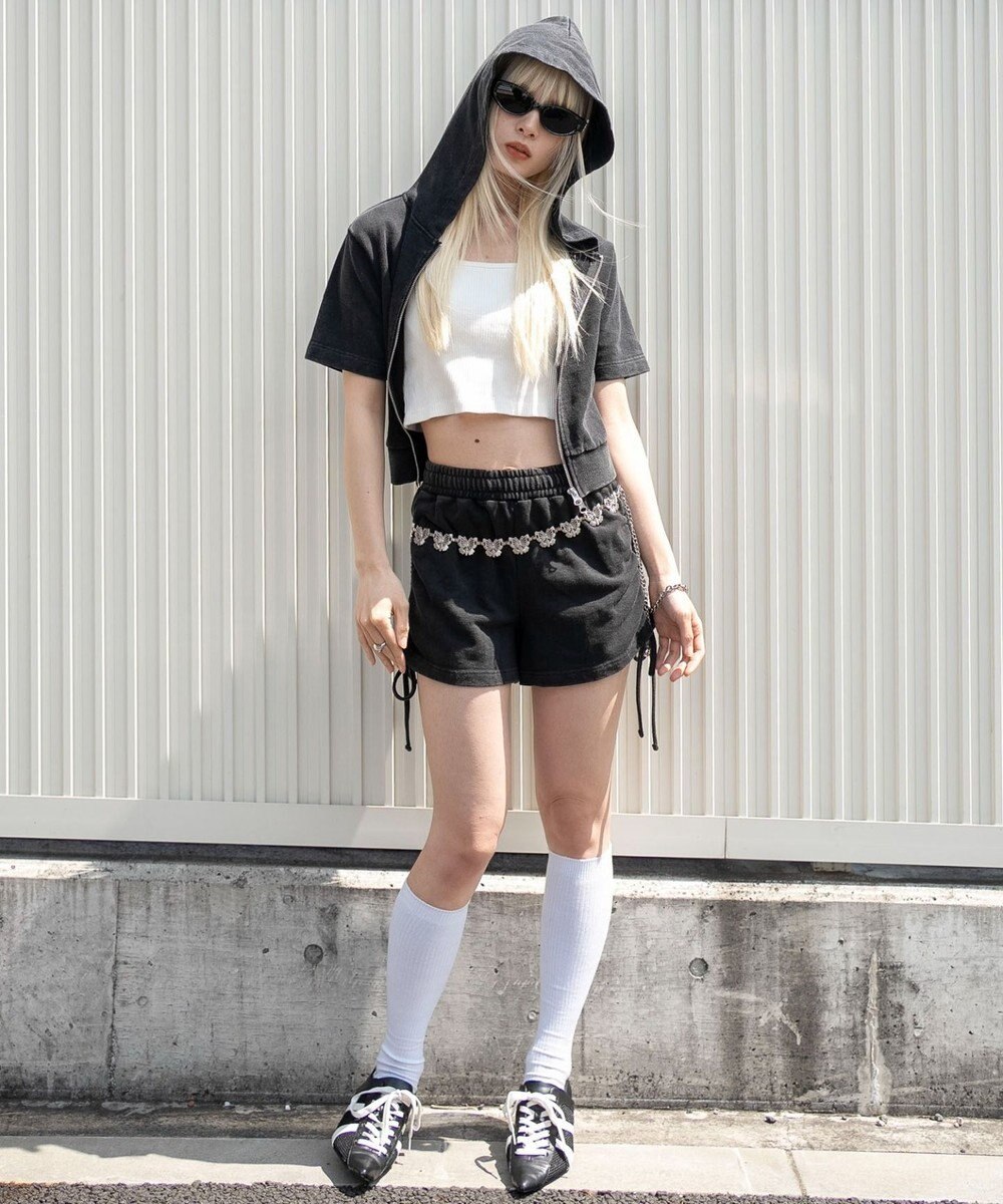 WEGO 【セットアップ対応】サイドドロストスウェットショートパンツ 
