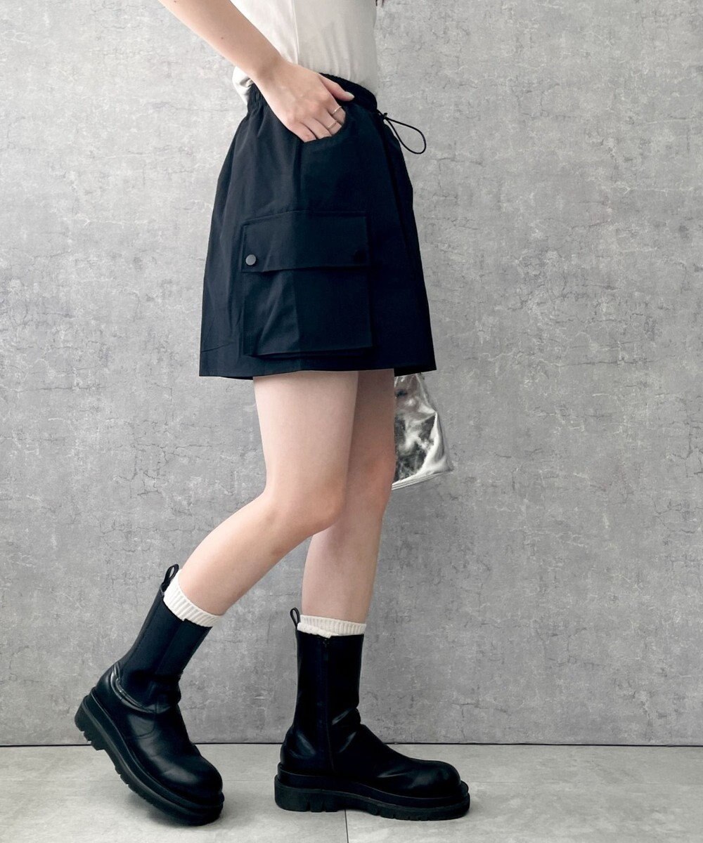 WEGO 【ウエストゴム】ナイロンカーゴミニスカート 