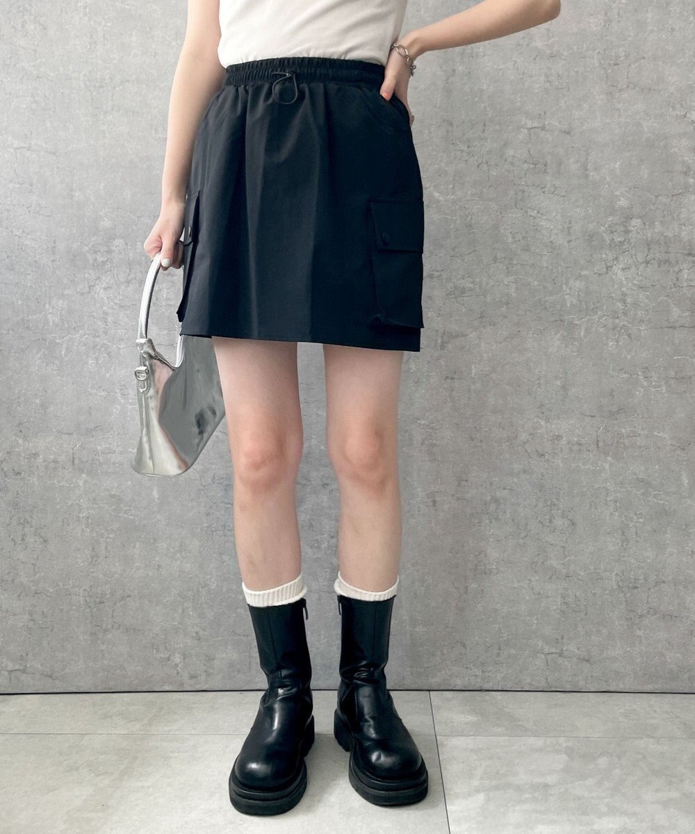 WEGO 【ウエストゴム】ナイロンカーゴミニスカート 