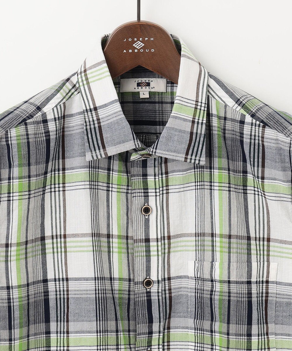 JOSEPH ABBOUD 【サスティナブル】リヨセルリネンチェック 七分袖シャツ 