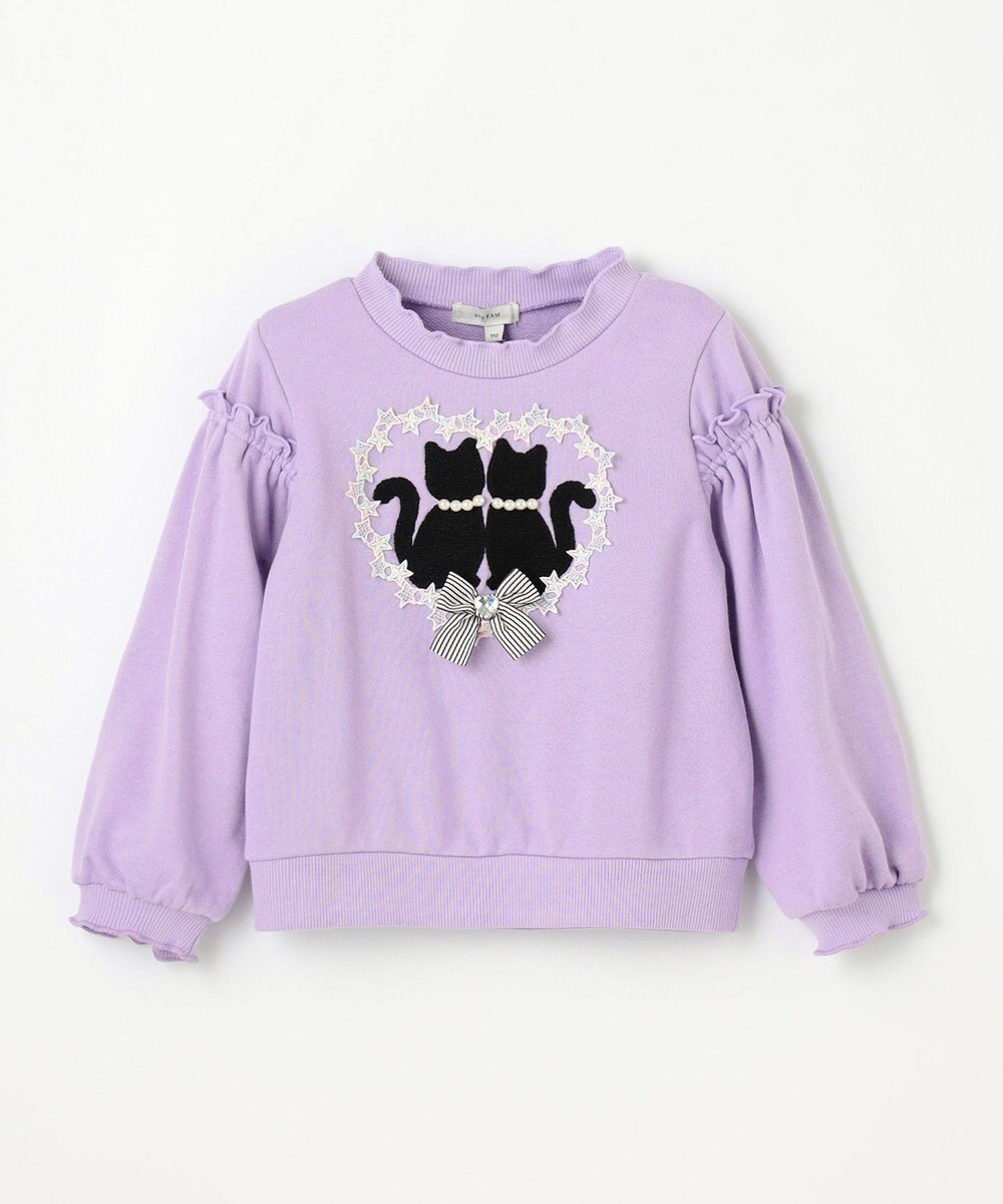 ANY KIDS ネコシルエット裏毛トレーナー 