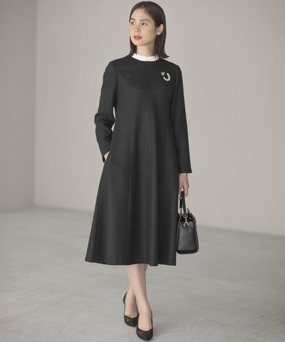 組曲 【2WAY】ラメフラノ フリル襟ワンピース 