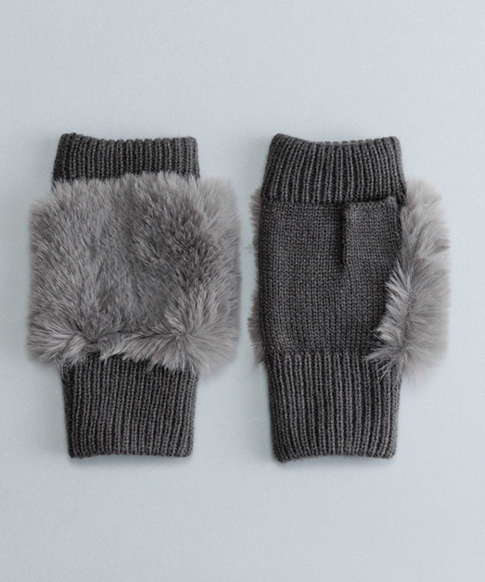 ORuKuBET フェイクファー付きフィンガーレスニットグローブ(WOMEN) 