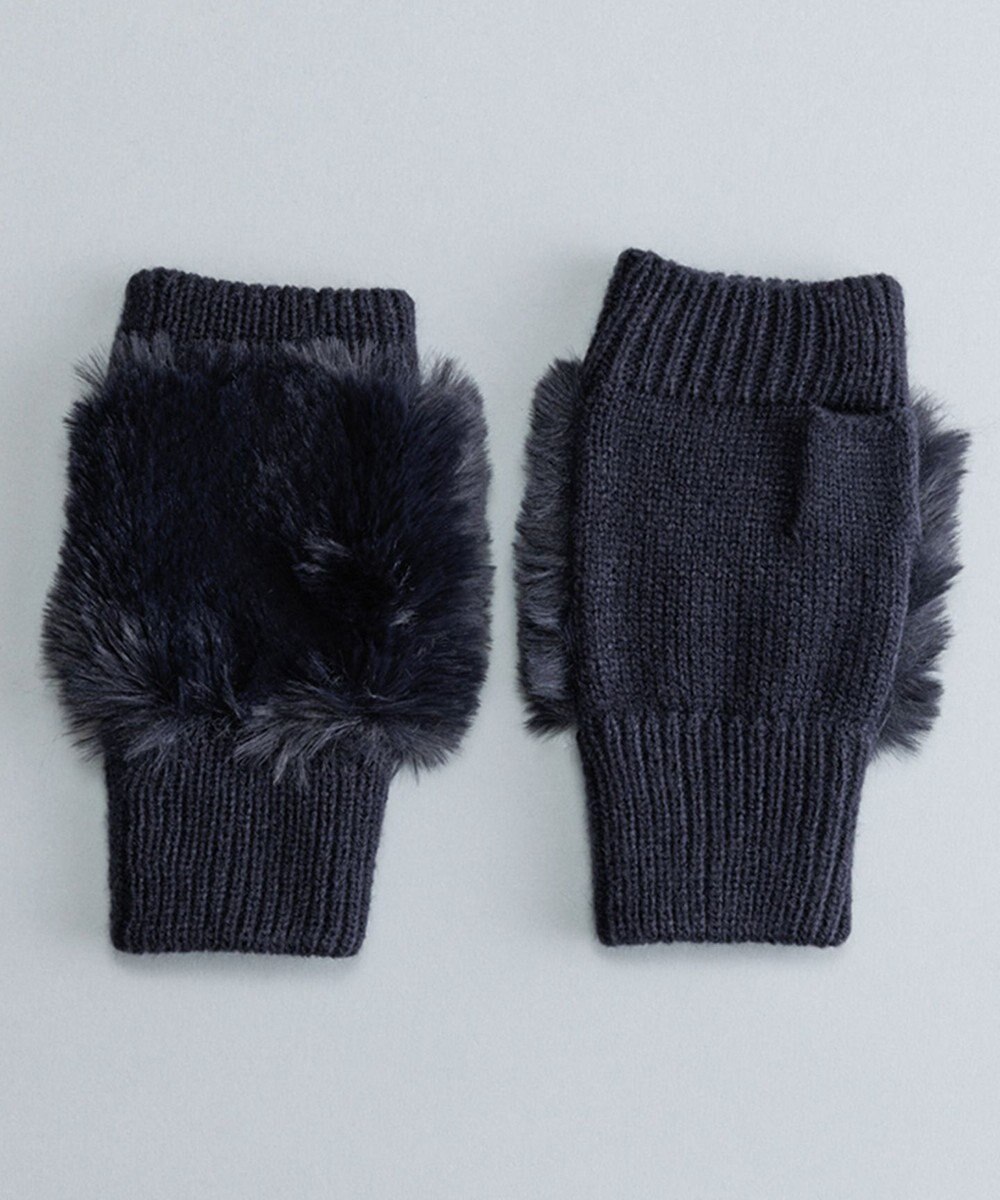 ORuKuBET フェイクファー付きフィンガーレスニットグローブ(WOMEN) 
