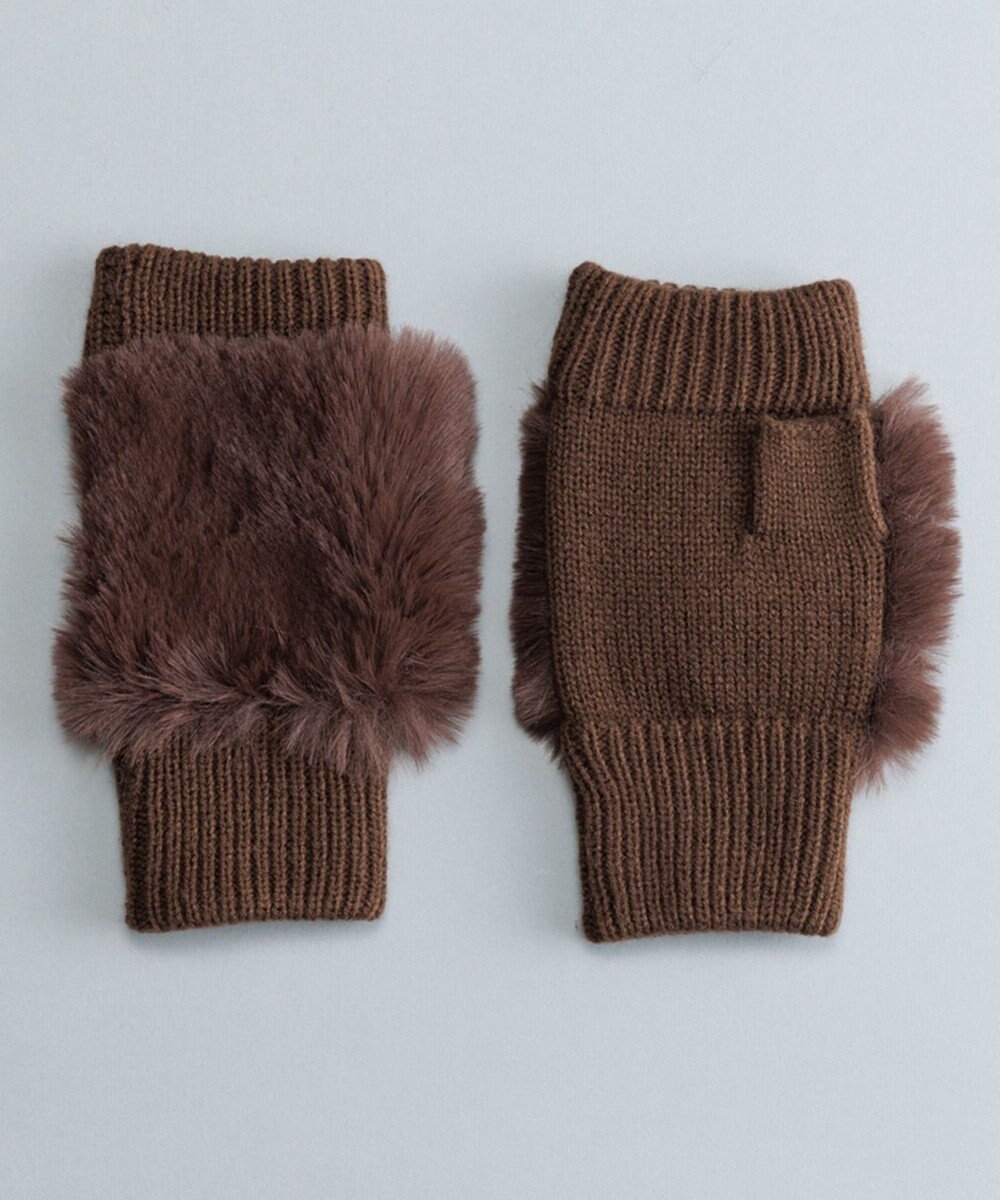 ORuKuBET フェイクファー付きフィンガーレスニットグローブ(WOMEN) 