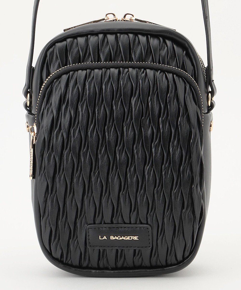 LA BAGAGERIE ランダムプリーツショルダーバッグ タテ 