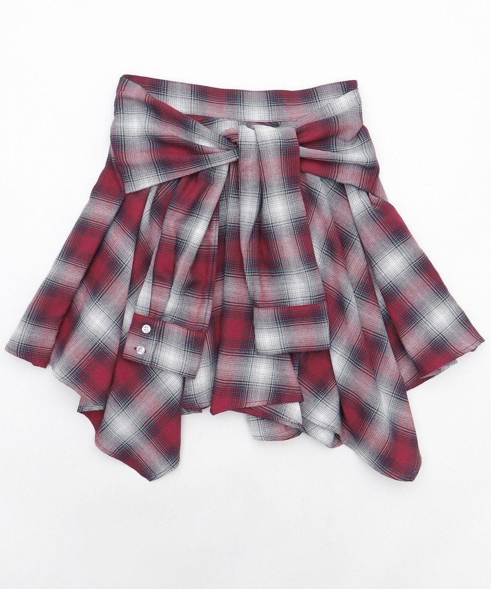 WEGO チェックシャツイレヘムミニスカート 